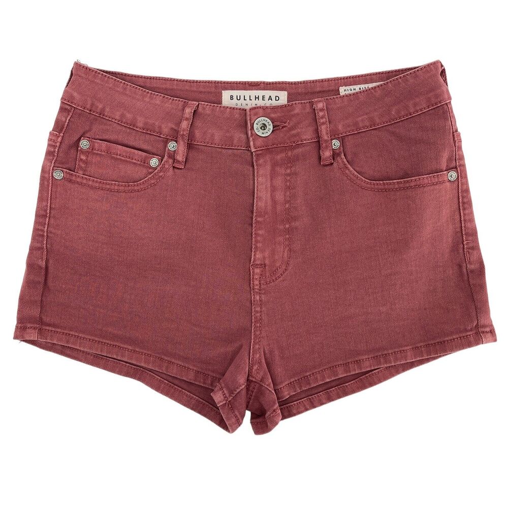 Bullhead Maroon High Rise Denim Jean Shorts Size 28 Juniors 9 Burgundy